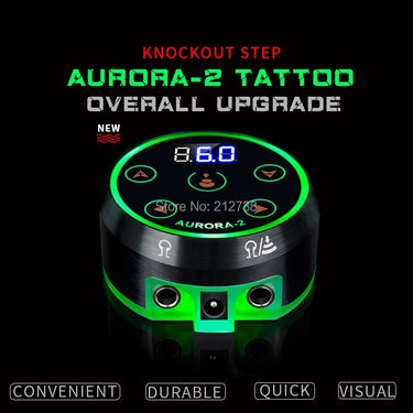 Aurora -2 Tattoo power supply  DGT New 2 Gen. Aurora II Dual Machines Tattoo Power Supply (Black)