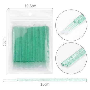 100 pcs glitter, Disposable Micro Brush Mascara Wands Applicator Makeup Tool Micro brush ,eyebrows pre- drawing , mapping, project,