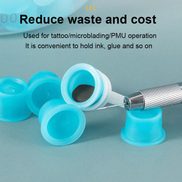 Tattoo Accessories Wholesale New Package Blue Color Disposable Tattoo Ink Cups Permanent Makeup Soft Silicone Ink Cups With Jar